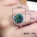 Green Iridescent Round Halo Ring In Silver And Rose Tones view 5