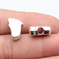 16x11x7.2mm 4.2g Antique Silver Zinc Alloy Footprint Shape Large Hole Double Sided Beads for Bracelet Jewelry Making
