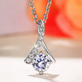 Silver Y Shape Cubic Zirconia Pendant Necklace Alloy view 2