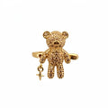 Gold Tone Teddy Bear Ear Cuff With Polished Metal Details view 5