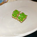 Green Floral Enamel C Hoop Earrings Fashion Earrings view 2