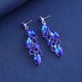 Black Silver Tone Crystal Leaf Collar Crystal Five Designs Metal Necklace and Earring Set view 3