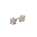 Pastel Pearl and Flower Cluster Stud Earrings in Silver Tone view 5