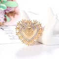 Gold Tone Silver Tone Heart Crystal Metal Brooch Pin view 3