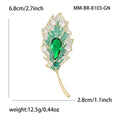 Gold Green Yellow Crystal Pave Leaf Brooch Pins Two Colors view 4