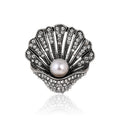 Gold Tone Silver Tone Shell Crystal Pearl Look Two Designs Metal Brooch Pin view 6