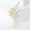 Crystal Tutu Ballerina Brooch in Gold or Silver Tone view 2