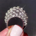 Oversized Domed Floral Openwork Statement Ring In Silver Tone view 3