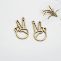 Victory Hand Alloy Openwork Charm Pendant 31x18mm