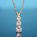 Gold Graduated Three Stone Round CZ Pendant Necklace view 2