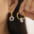 Gold Hoop Earrings with Natural Stone Ring Beads Six Styles view 1