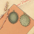 Ornate Oval Bezel Pendant Trays And Clear Glass Insert view 9