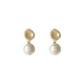 Matte Gold Tone Irregular Square And Baroque Pearl Drop Earrings view 5