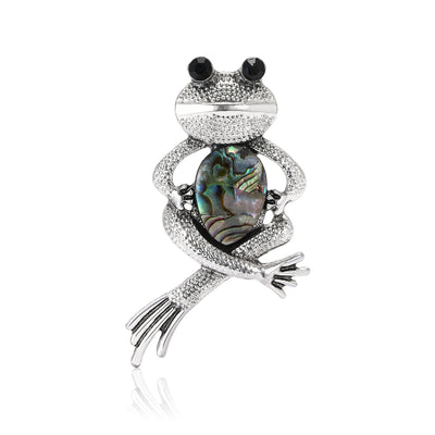 A frog with crystal details and an iridescent shell body shown on a white background.