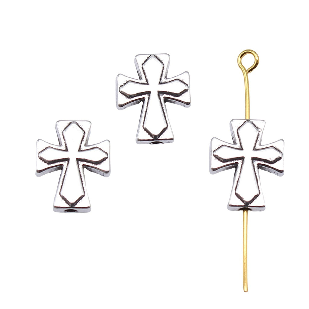 13.5x11x3.5mm 1.6g Multicolor Zinc Alloy Cross Spacer Beads for Bracelet Necklace DIY Jewelry Making