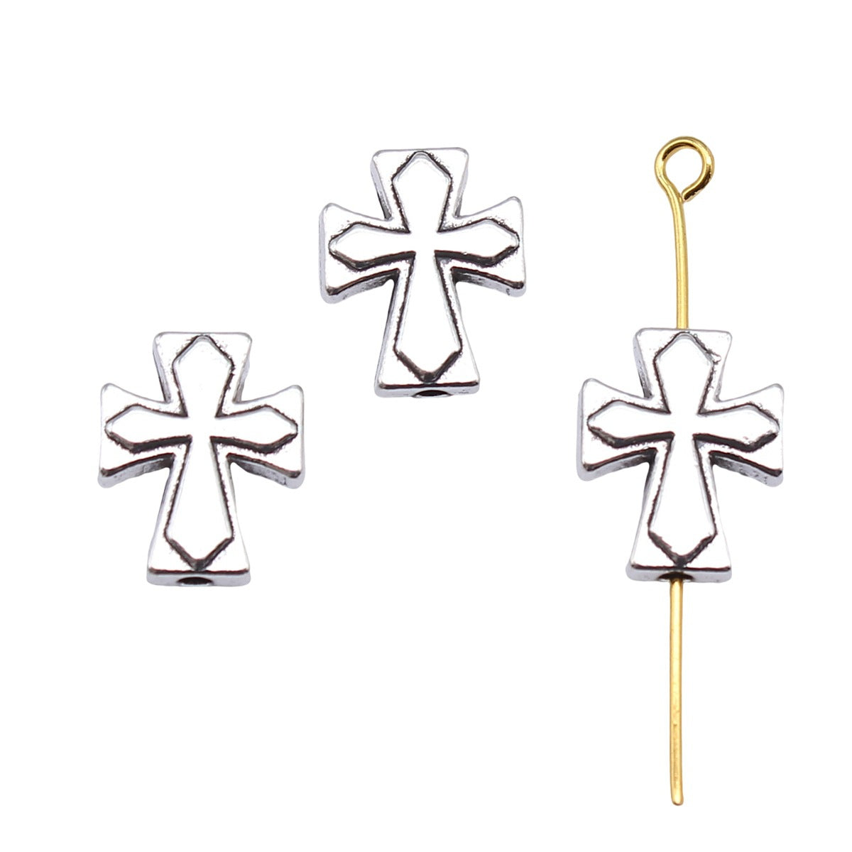 13.5x11x3.5mm 1.6g Multicolor Zinc Alloy Cross Spacer Beads for Bracelet Necklace DIY Jewelry Making