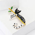 Enamel Cat Branch Brooch Polka Dot Black White Styles view 3