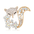 Gold Rhinestone Fox Flower Brooch Clear and Multicolor Tails view 5
