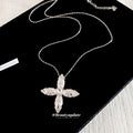 Silver Tone Crystal Cross and Star Pendant Necklace view 2