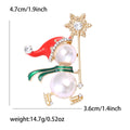 Snowman Brooch with Pearl Body Red Hat and Crystal Snowflake view 6