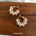 Clustered Faux Pearl Hoop Earrings With Gold Tone Hardware view 4