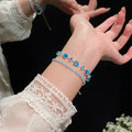 Silver Blue Mixed Cut Crystal Adjustable Bracelet Band view 2
