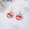 Gold Round Pressed Flower Resin Drop Earrings 7 Colors view 10