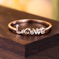 Rose Gold LOVE Letter Thin Band Ring Clear CZ Sizes 6-10 view 2