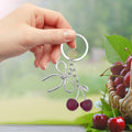 Cherry Charm Keychain Silver Ring Metal Bow Leaf Pair view 4