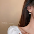 Gold Crystal Cross Pearl Stud Statement Earrings Pair view 4