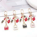 Four Color Handbag Lipstick and Lips Chain Keychains view 2
