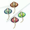 Enamel Stingray Brooch Gold-Tone Metal Pin Four Colorways view 2