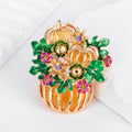 Orange Pumpkin Crystal Metal Brooch Pin for Jackets and Lapels view 5