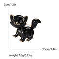 Enamel Kitten Cat Brooch Black White Gold Outline Pin view 6