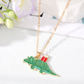 Gold and Silver Tone Christmas Dinosaur Pendant Necklaces view 5