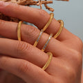 Gold Triple Band Stack Ring Middle Zircon Line Stainless view 4