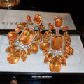 Champagne Crystal Geometric Cluster Statement Drop Earrings view 2