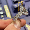 White Gold Tone Marquise Crystal Three Stone Ring Sizes 6-10 view 3