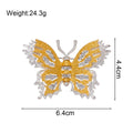 White Gold Tone Butterfly Crystal Metal Brooch Pin view 2