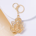 Gold Money Toad Keychain Coin Green Eyes Clasp Ring view 3