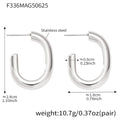 Geometric C-Shape Hoop Earrings Stainless Steel Gold Silver view 6