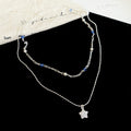 Silver Tone Blue Bead Necklaces with Star Pendants view 6