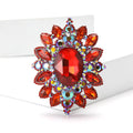 Oval Gem Floral Cluster Brooch in 6 Color Options for Jackets and Scarves view 2
