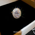 Oversized Clear Oval Solitaire Halo Ring In Silver Or Gold Tone view 4