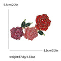 Three Rose Crystal Bar Brooch in Pink Red or Purple view 6