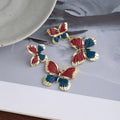 Colorful Enamel Look Bow Cascade Gold Tone Long Stud Earrings view 2