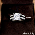 White Gold Princess Solitaire Two Piece Ring Set Sizes 6-10 view 5