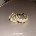 Gold Tone Crystal Paved Floral Statement Hoop Earrings view 4