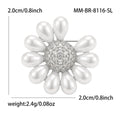 Pearl Petal Flower Brooch Rhinestone Center Gold or Silver view 7