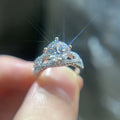 Silver Tone Crown Cluster Statement Ring With Clear Stones view 2